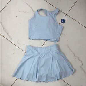 Light Blue Scalloped Tank and Skirt Set
